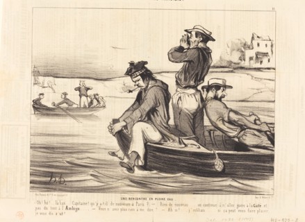 Les Canotiers Parisiens. Une rencontre en pleine eau, 1843.  Creator: Honore Daumier.