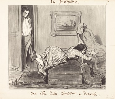 Une élève zélée travaillant à domicile, 1847. Creator: Honore Daumier.