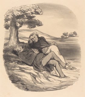 Doux loisirs d'un quincailler retiré du commerce des hommes et des chenets, 1848. Creator: Honore Daumier.