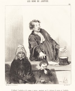 Il défend l'orphelin et la veuve, à moins pourtant qu'il n'attaque la veuve et l'orphelin, 1846. Creator: Honore Daumier.