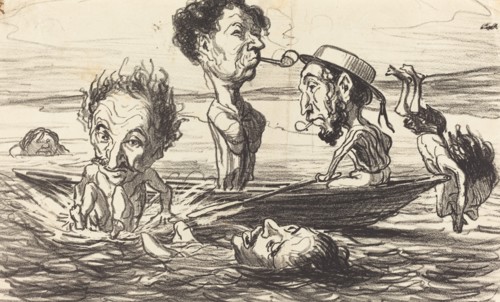 Les Tritons de la Seine, 1864. Creator: Honore Daumier.