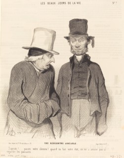 Une rencontre agréable, 1844. Creator: Honore Daumier.
