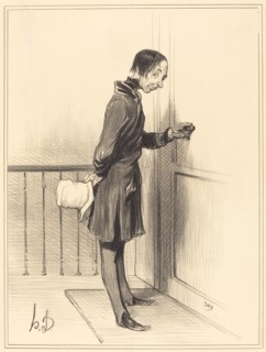 Le mendiant à domicile, 1841. Creator: Honore Daumier.