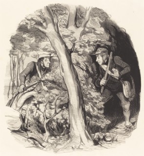 La rencontre sous bois, 1844. Creator: Honore Daumier.