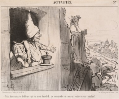 Voilà donc mon pot de fleurs qui va avoir du soleil..., 1852.  Creator: Honore Daumier.