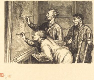 Exposition de peinture de 1868 - Le dernier coup de pinceau, 1868.  Creator: Etienne Carjat.