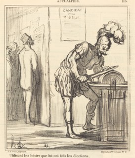Utilisant les loisirs que lui ont faits les élections, 1869. Creator: Honore Daumier.