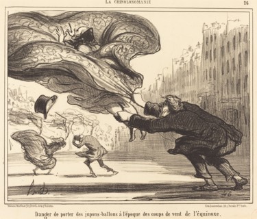 Danger de porter des jupons-ballons à l'époque des coups de vent de l'équinoxe, 1857.  Creator: Honore Daumier.
