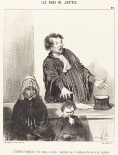 Il défend l'orphelin et la veuve, à moins pourtant qu'il n'attaque la veuve et l'orphelin, 1846.  Creator: Honore Daumier.