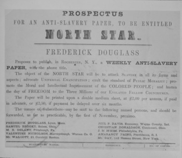 Prospectus for an anti-slavery paper: To be entitled North Star, c1851.  Creator: Unknown.