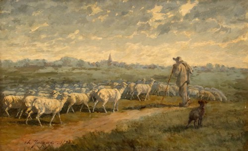 Landscape with a Herd, 1872. Creator: Charles Emile Jacque.