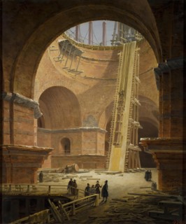 Raising of Columns to St Isaac's Cathedral, 1838. Creator: Maxim Vorobyov.