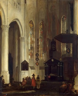 Old Church (Oudekerk) in Delft with the Tomb of Admiral Pieter Pieterszoon Hein (Heyn), 1650. Creator: Emanuel de Witte.