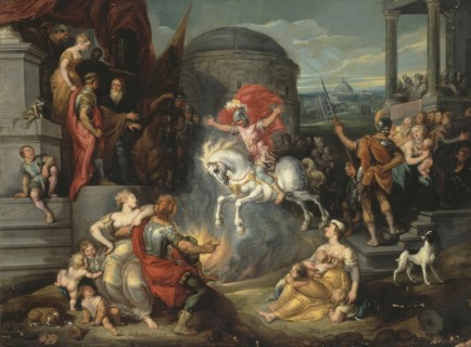 Feat of Marcus Curtius, 1641. Creator: Simon de Vos.