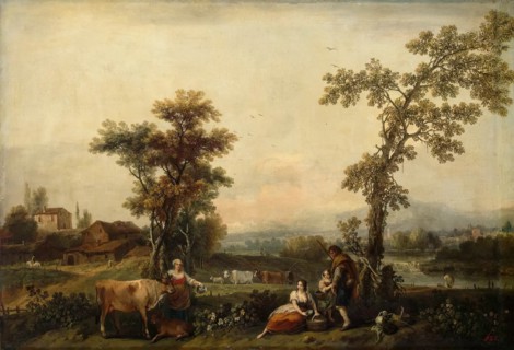 Landscape with a Woman Leading a Cow, 1774. Creator: Francesco Zuccarelli.