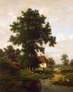 Road with Elms (Near Maastricht), 1857. Creator: Frans Keelhoff.