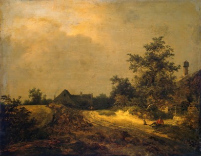 Landscape with some houses and a sand track, 1647. Creator: Jacob van Ruisdael.