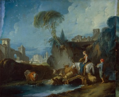 Crossing the Bridge, 1735. Creator: Francois Boucher.