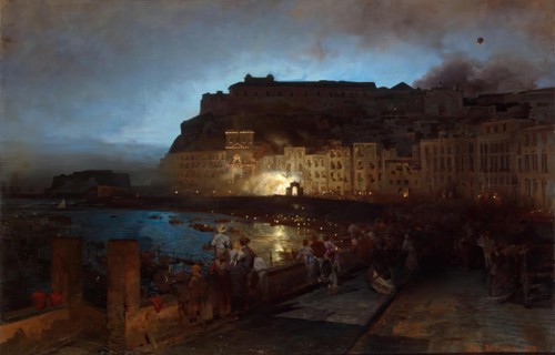 Fireworks in Naples, 1875. Creator: Oswald Achenbach.
