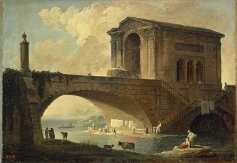 Landscape with a Stone Bridge, 1780. Creator: Hubert Robert.