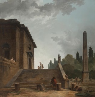 Landscape with a Stairs and Obelisk, 1770. Creator: Hubert Robert.