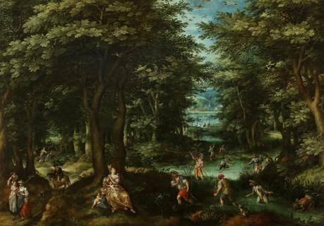Landscape with a Scene from the Myth of Latona and the Lycian Peasants, 1550. Creator: Gillis van Coninxloo.