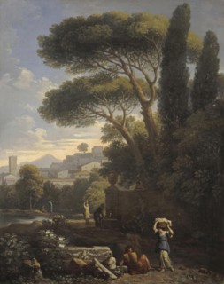 Landscape in Latium with Three Female Figures by a Fountain, 1734. Creator: Jan Frans van Bloemen.
