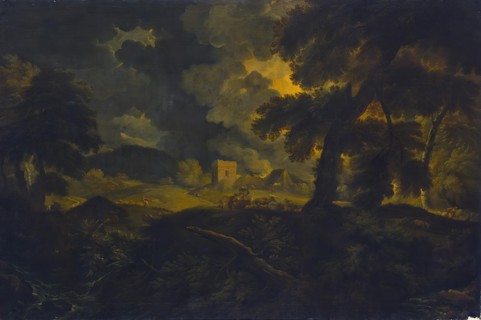 Landscape with Shepherds in a Storm, 1695. Creator: Pieter Mulier.