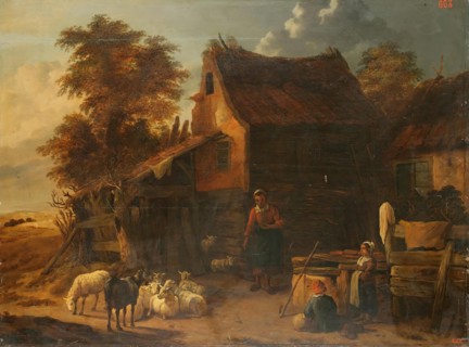 Herd of Sheep near a Peasant House, 1650. Creator: Jan Baptist Wolfaerts.