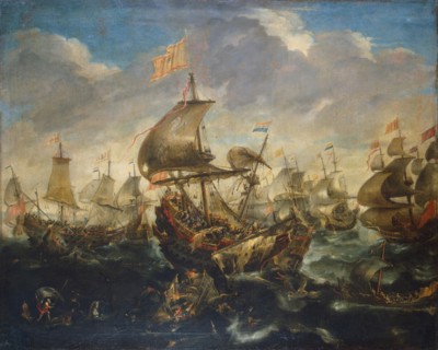 Battle of the Spanish and the Dutch Fleet on May 1573, at the Time of the Siege of Haarlem, 1620. Creator: Andries van Eertvelt.