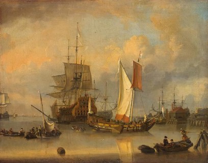 Ships at Sea in Calm Weather, 1695. Creator: Jan Claesz Rietschoof.