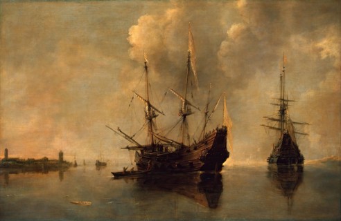 Two Ships at Anchor, 1640. Creator: Andries van Eertvelt.
