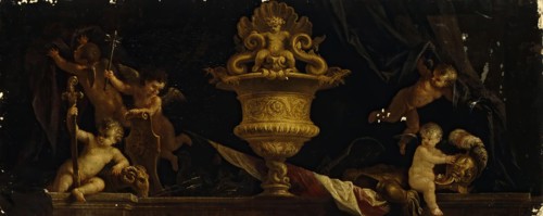 Decorative Panel ''Trophies and Cupids", 1650. Creator: Filippo Lauri.