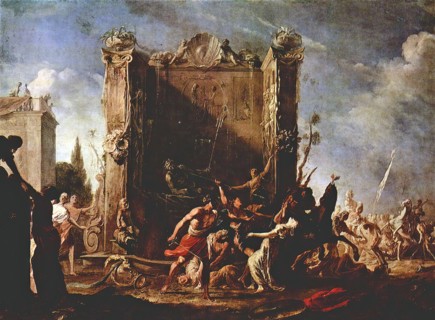 Death of the Daughter of Spurius Tarpeus, 1640. Creator: Johann Heinrich Schonfeld.