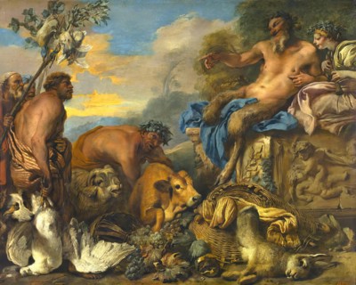 Satyrs Bringing their Gifts, 1640. Creator: Giovanni Benedetto Castiglione.