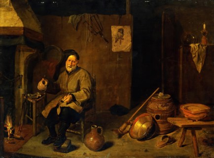 Peasant Holding an Empty Mug, 1655. Creator: Gerritsz Quiringh van Brekelenkam.