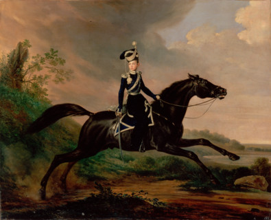 Equestrian Portrait of Grand Prince Alexander Nikolayevich, 1832. Creator: Franz Kruger.