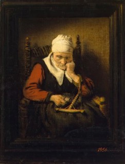 Old Woman Spinning, 1658. Creator: Nicolaes Maes.