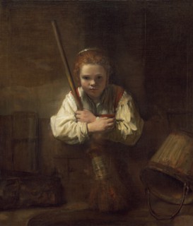 A Girl with a Broom, 1651. Creator: Rembrandt Harmensz van Rijn.