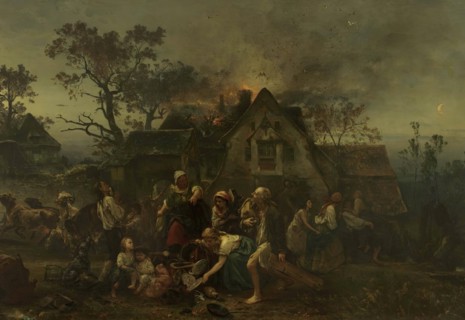 Fire on the Farm, 1854. Creator: Ludwig Knaus.
