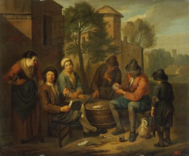 Peasants Playing Cards, 1700. Creator: Norbert van Bloemen.