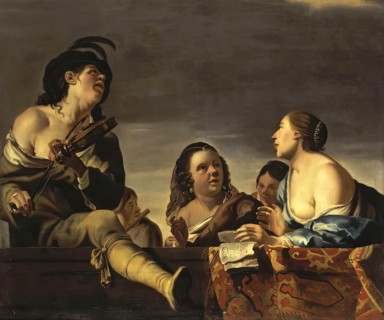 Merry Society with a Violinist, 1640. Creator: Jan Gerritsz van Bronckhorst.