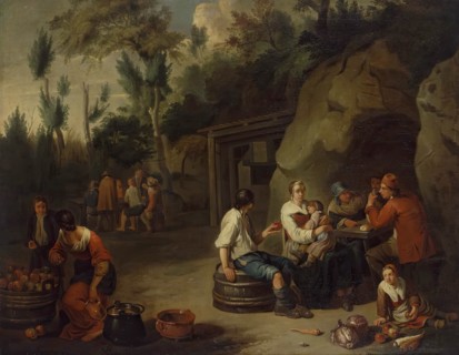 Peasant Family Sitting at the Table, 1700. Creator: Norbert van Bloemen.
