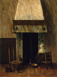 An Old Woman by a Fireplace, 1655. Creator: Jacobus Vrel.