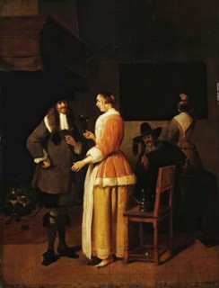 Young Woman Serving Wine to Cavalier, c1660. Creator: Gerritsz Quiringh van Brekelenkam.