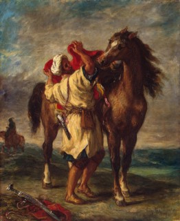 Arab Saddling his Horse, 1855. Creator: Eugene Delacroix.