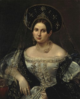 Portrait of the Lady-in-Waiting Anna Okulova (?), 1837. Creator: Pimen Orlov.