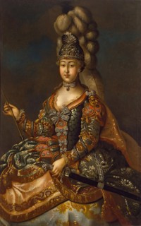 Portrait of Countess Anna Sheremetyeva in a ''Carousel'' Costume, 1776. Creator: Unknown.