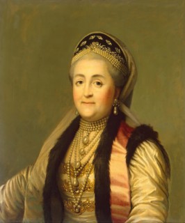 Portrait of Catherine II Wearing a Kokoshnik, (Woman's Headdress). Copy, 1835. Creator: Unknown.