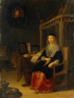 Portrait of a Lady at the Table with Music, 1650. Creator: Eglon Hendrik van der Neer.